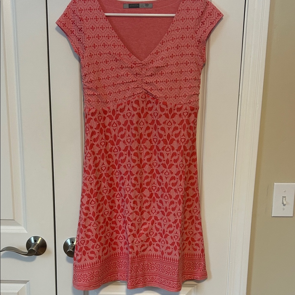 Athleta coral empire waist mini dress Small
